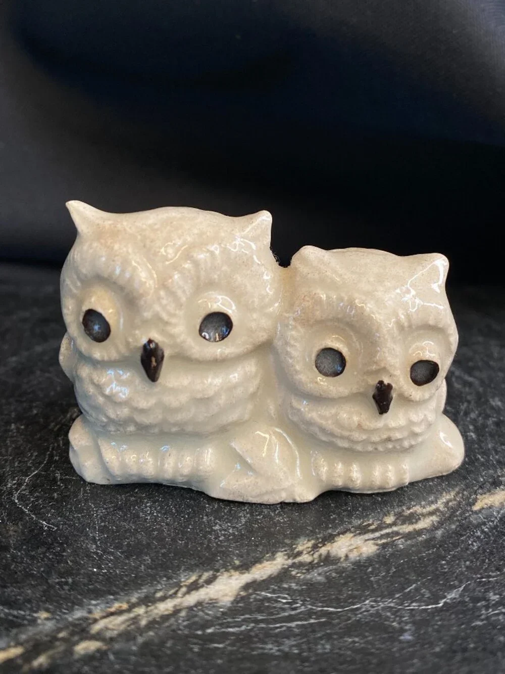 Vintage Mt. St. Helens Volcanic Ash Double Owl Figurine Handcrafted 1980s